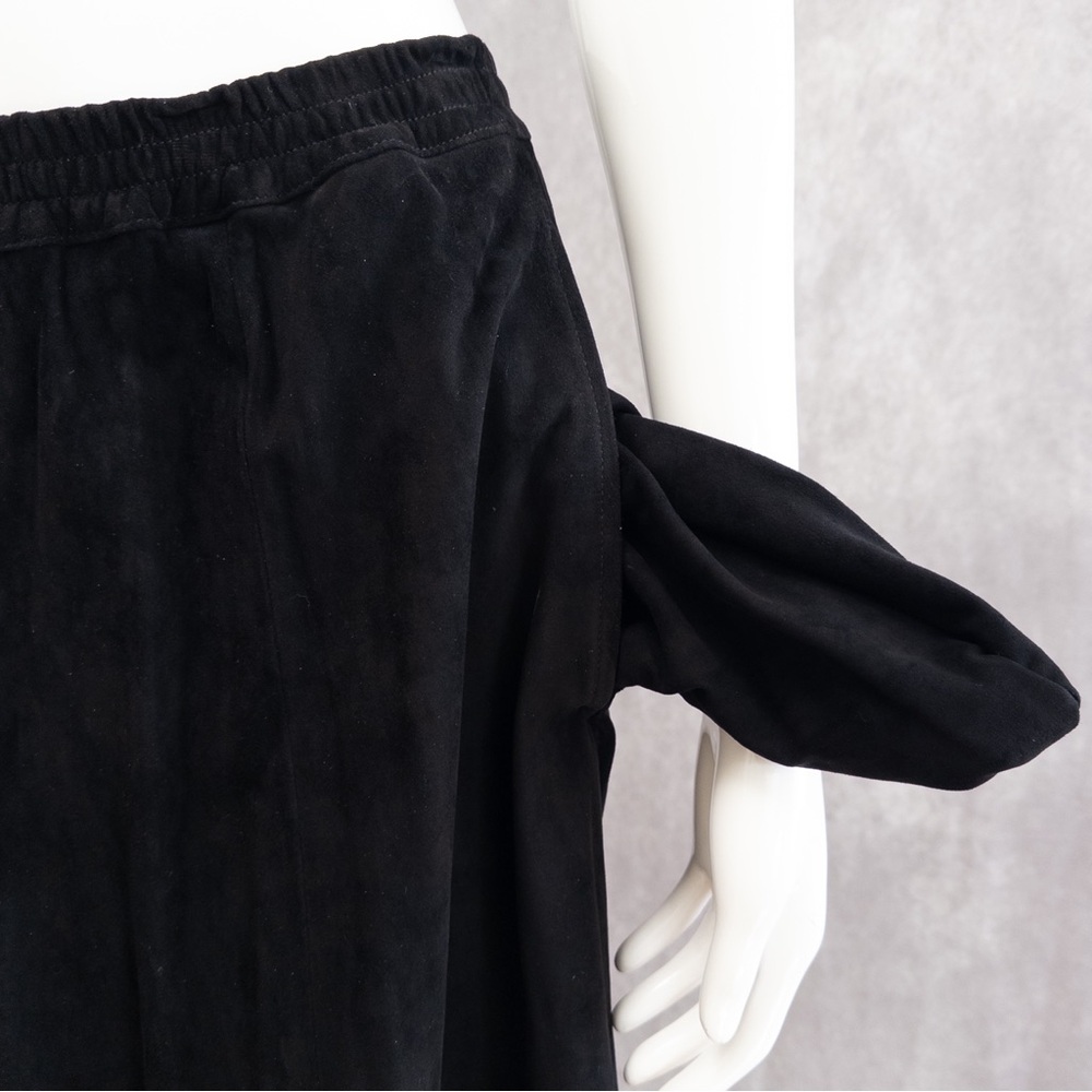 Eskandar Suede Black Maxi Skirt, Elastic Waistband,โ Neiman Marcus, Size ~1-5 - Picture 6 of 8